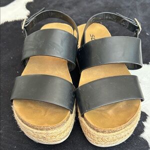 SODA Black Platform Espadrille Sandals - Women